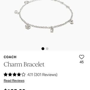Coach Silver Charm Bracelet with Heart Accents